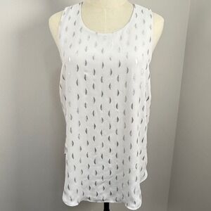 Brixon Ivy Large Blouse White Silver Metallic Foil Leaf Draped Open Back Party